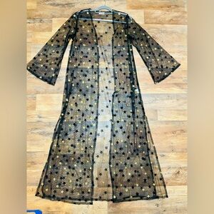 Sheer Black Star-Patterned kamino